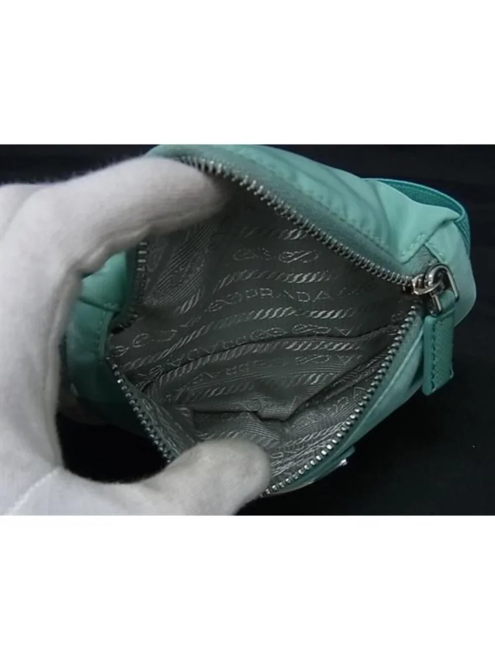 Prada Tessuto Nylon Arm Pouch Multi Case Mint Green - Picture 3 of 4